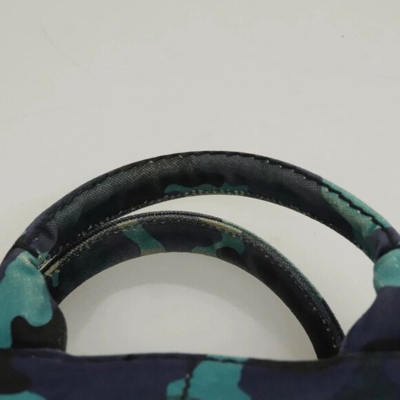 PRADA Canapa MM Hand Bag Canvas Blue Silver Camouflage Auth - Picture 7 of 15